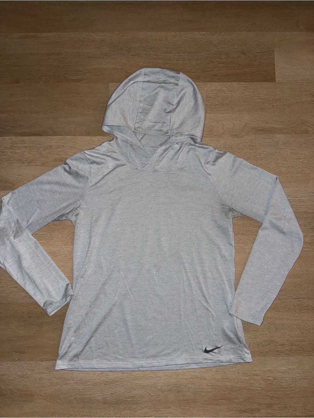Nike Heather Gray Lightweight Hooded Long Sleeve Top